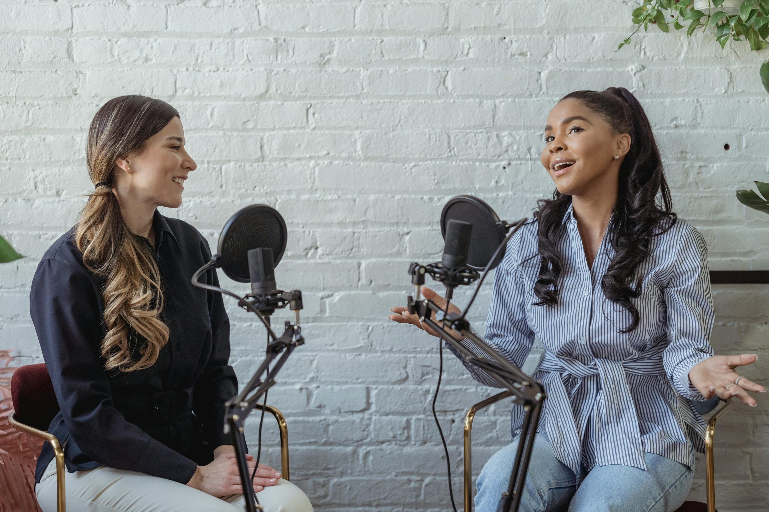 two women recording beauty podcast