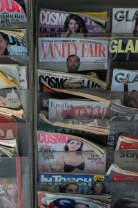 group shot of magazines on a rack competitor pr coverage